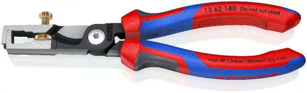 KNIPEX 13 62 180 StriX Abisolierzangen mit Kabelschere 180 mm schwarz atramentiert