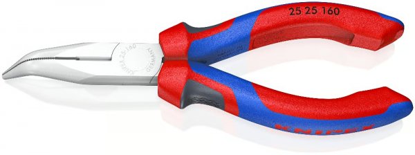 KNIPEX 25 25 160 Flachrundzange mit Schneide (Radiozange) 160 mm verchromt mit Mehrkompone