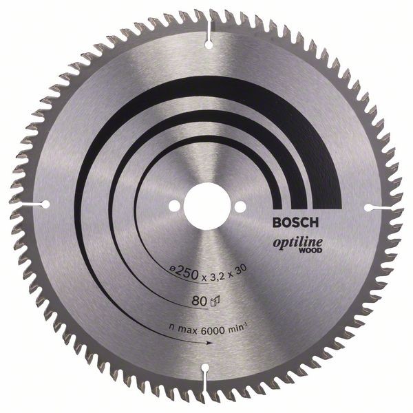 BOSCH KREISSÄGEBLATT OPTILINE WOOD FÜR TISCHKREISSÄGEN, 250 X 30 X 3,2 MM, 80