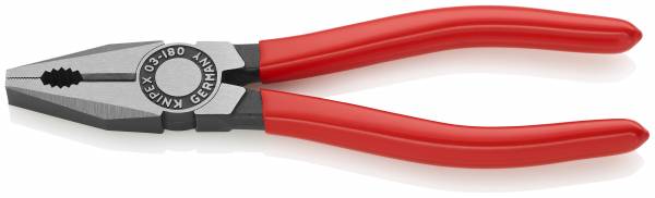 KNIPEX 03 01 180 SB Kombizange 180 mm schwarz atramentiert mit Kunststoff überzogen poliert