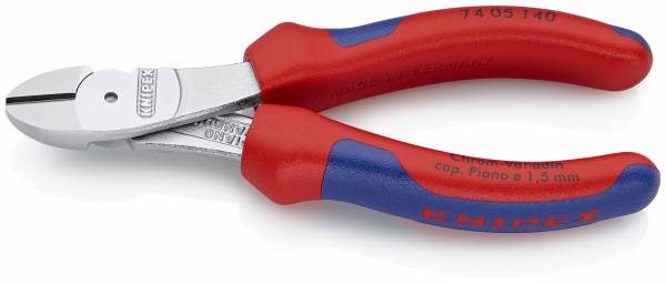 KNIPEX 74 05 140 Kraft-Seitenschneider 140 mm verchromt mit Mehrkomponenten-Hüllen
