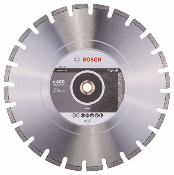 BOSCH DIAMANTTRENNSCHEIBE STANDARD FOR ASPHALT, 400 X 20,00/25,40 X 3,6 X 8 MM