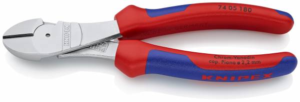 KNIPEX 74 05 180 Kraft-Seitenschneider 180 mm verchromt mit Mehrkomponenten-Hüllen