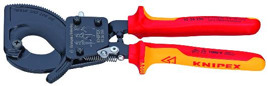 KNIPEX 95 36 250 Kabelschneider (Ratschenprinzip) 250 mm schwarz lackiert isoliert mit Mehrkomponent