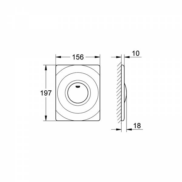 GROHE WC-Betätigung Surf 37063 156x197mm mit Druckknopfbet. alpinweiß