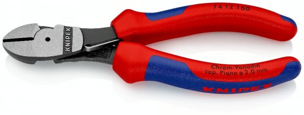 KNIPEX 74 12 160 Kraft-Seitenschneider 160 mm schwarz atramentiert mit Mehrkomponenten-H.
