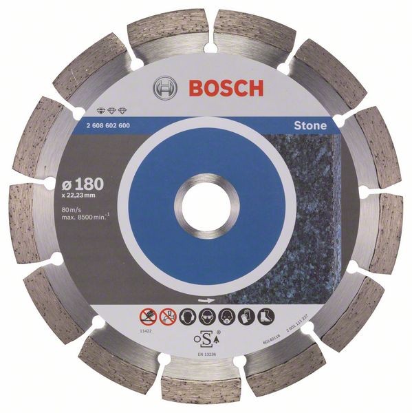 BOSCH DIAMANTTRENNSCHEIBE STANDARD FOR STONE, 180 X 22,23 X 2 X 10 MM, 1ER-PACK