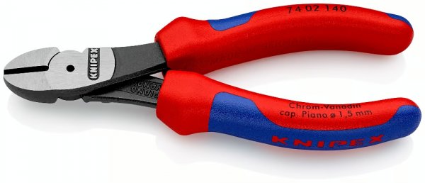 KNIPEX 74 02 140 Kraft-Seitenschneider 140mm schwarzatramentiert mit Mehrkomponenten-Hülle