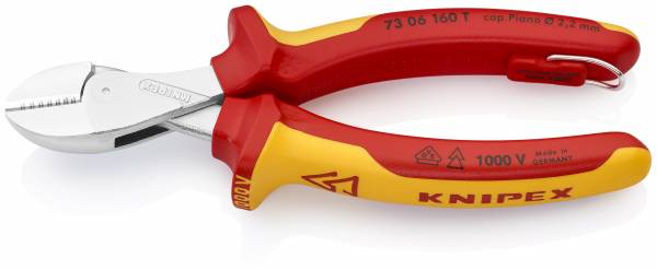 KNIPEX 73 06 160 T X-Cut® Kompakt-Seitenschneider mit Befestigungsöse 160 mm verchromt isoliert mit
