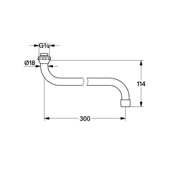 GROHE S-Auslauf 13017 Ausladung 301mm Verschraubung 3/4'' chrom