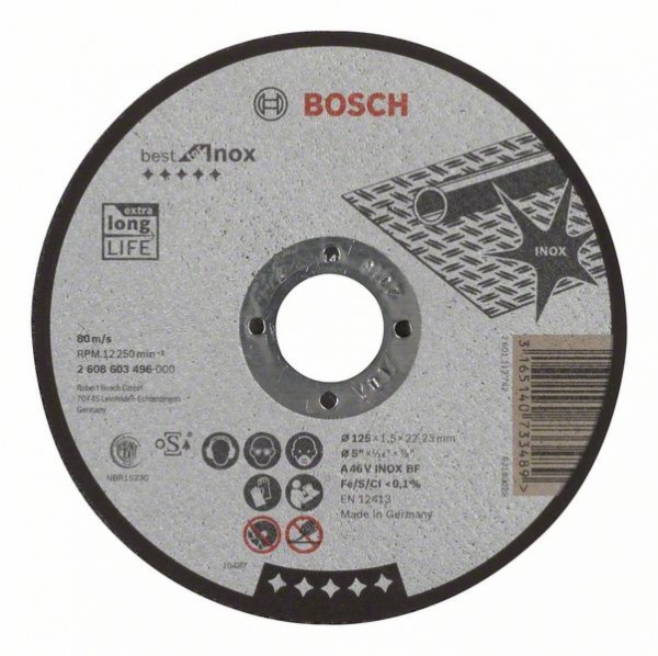 BOSCH TRENNSCHEIBE GERADE BEST FOR INOX A 46 V INOX BF, 125 MM, 22,23 MM, 1,5 MM