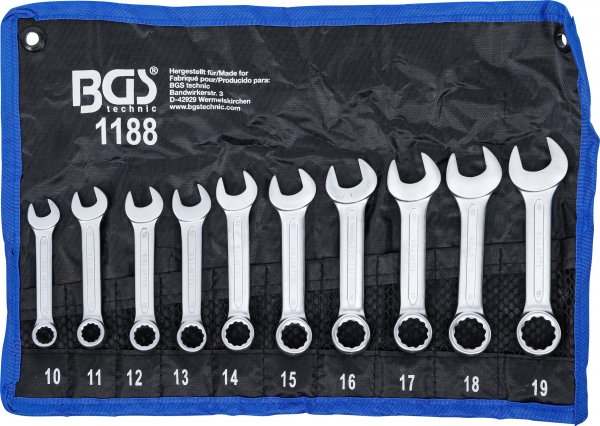 BGS Maul-Ringschlüssel-Satz 1188 extra kurz SW 10-19