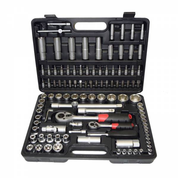 WHB 108tlg. Steckschlüssel-Satz 1/4" + 1/2" Werkzeugkoffer Nusskasten Ratsche KS 72 Zahn