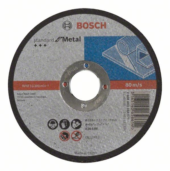 BOSCH TRENNSCHEIBE GERADE STANDARD FOR METAL A 30 S BF, 115 MM, 22,23 MM, 2,5 MM