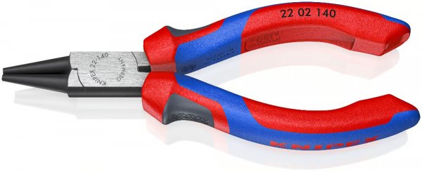 KNIPEX 22 02 140 Rundzange 140 mm schwarz atramentiert mit Mehrkomponenten-Hülle