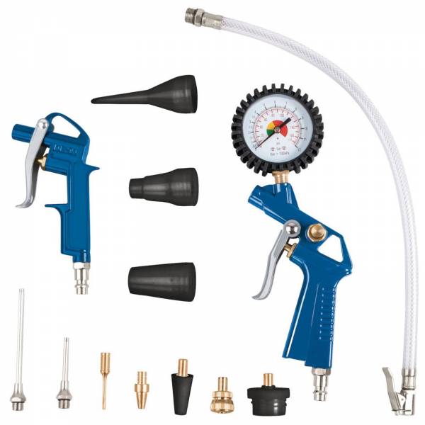 scheppach 13 teiliges Druckluft-Set mit Reifenfüller, Blaspistole uvm.