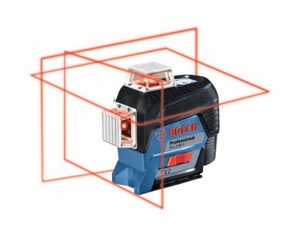 Bosch Linienlaser GLL 3-80 C, mit 1 x 2.0 Ah Li-Ion Akku, Laser-Empfänger LR 7, L-BOXX 0601063R05
