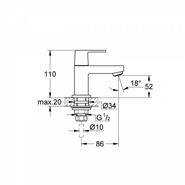 GROHE Standventil Eurocube 23137 chrom