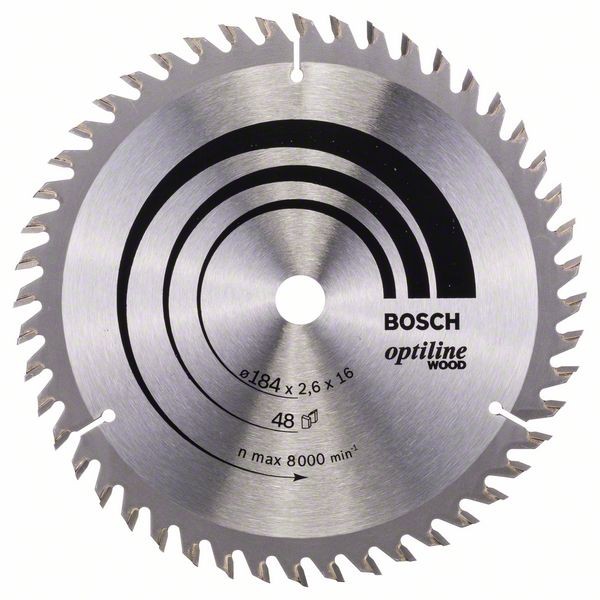 BOSCH KREISSÄGEBLATT OPTILINE WOOD FÜR HANDKREISSÄGEN, 184 X 16 X 2,6 MM, 48
