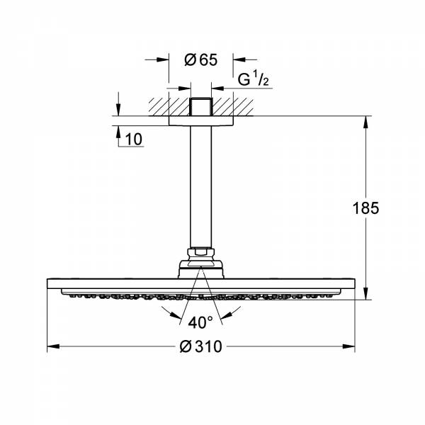 GROHE Kopfbrauseset Rainshower Cosm. 310 26067 Deckenauslass 142mm supersteel