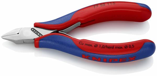 KNIPEX 77 52 115 Elektronik-Seitenschneider 115 mm mit Mehrkomponenten-Hüllen spiegelpoliert