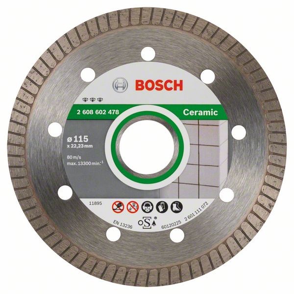 BOSCH DIAMANTTRENNSCHEIBE BEST FOR CERAMIC EXTRA-CLEAN TURBO, 115 X 22,23 X 1,4 X 7 MM