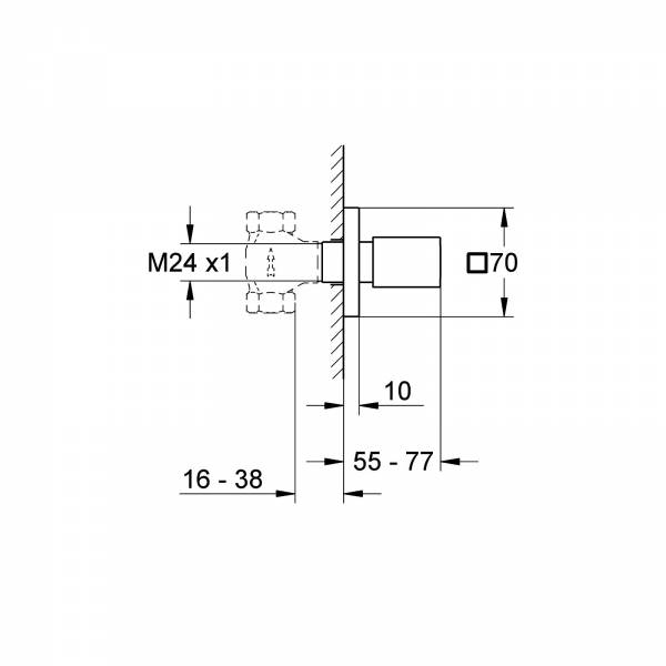 GROHE UP-Ventil Oberbau Eurocube 19910 verstellbar 20 - 80mm chrom