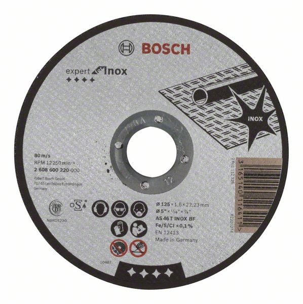 BOSCH TRENNSCHEIBE GERADE EXPERT FOR INOX AS 46 T INOX BF, 125 MM, 22,23 MM, 1,6 MM