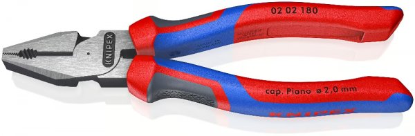 KNIPEX 02 02 180 Kraft-Kombizange schwarzrt mit Mehrkomponenten-Hüllen