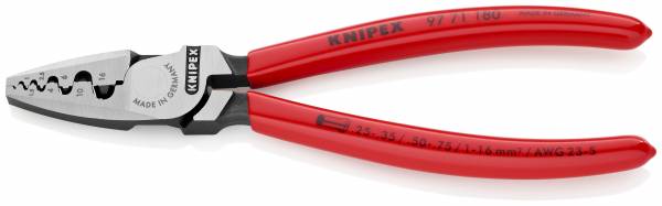 KNIPEX 97 71 180 SB Crimpzange für Aderendhülsen 180 mm mit Kunststoff überzogen poliert