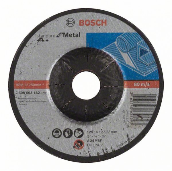 BOSCH SCHRUPPSCHEIBE GEKRÖPFT, STANDARD FOR METAL A 24 P BF, 125 MM, 22,23 MM, 6 MM