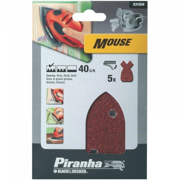 Stanley B&D Schleifpapier Korn 40 a 5 Stk f. Mouse X31034