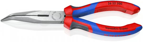 KNIPEX 26 22 200 SB Flachrundzange mit Schneide (Storchschnabelzange) 200 mm schwarz