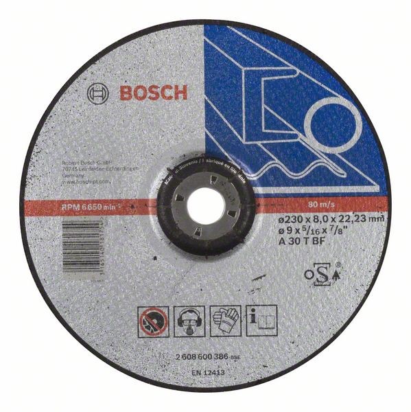 BOSCH SCHRUPPSCHEIBE GEKRÖPFT EXPERT FOR METAL A 30 T BF, 230 MM, 22,23 MM, 8 MM