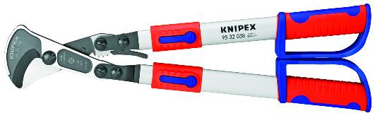 KNIPEX 95 32 038 Kabelschere (Ratschenprinzip) mit Teleskopschenkeln 570 mm mit Mehrkomponenten-Hüll