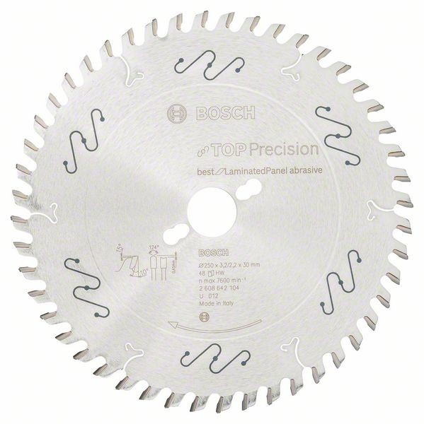 BOSCH KREISSÄGEBLATT TOP PRECISION BEST FOR LAMINATED PANEL ABRASIVE 250X30X3,2 MM, 48