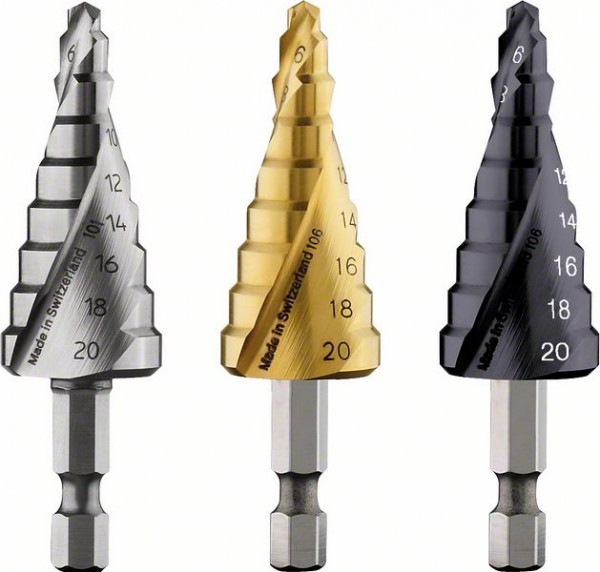 BOSCH STUFENBOHRER HSS-TIN, 4 - 20 MM, 1/4", 70,5 MM, 9 STUFEN