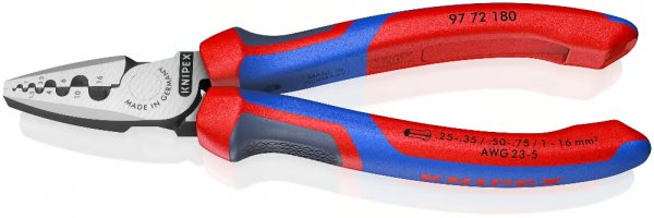 KNIPEX 97 72 180 Crimpzange für Aderendhülsen 180mm poliert