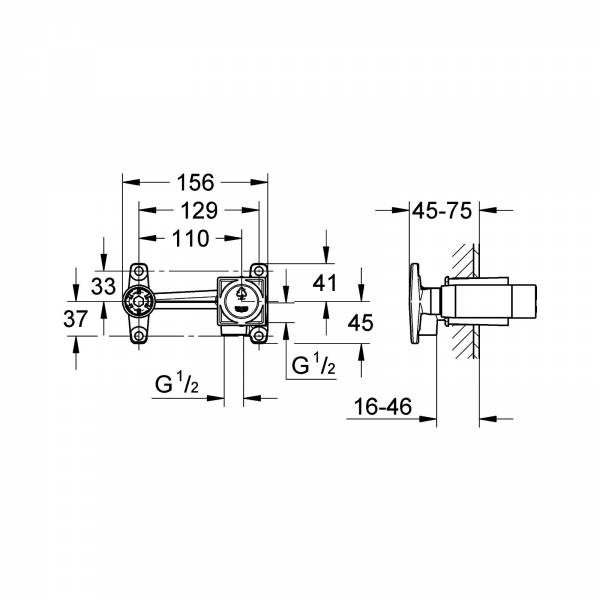 GROHE Einhand-UP-Universal-Einbaukörper 23200 für 2-Loch-WT-Wandbatterien