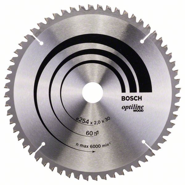 BOSCH KREISSÄGEBLATT OPTILINE WOOD FÜR KAPP- UND GEHRUNGSSÄGEN, 254 X 30 X 2,0 MM, 60