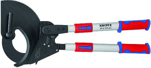 KNIPEX 95 32 100 Kabelschneider (Ratschenprinzip) mit Teleskopschenkeln 680 mm mit Mehrkomponenten-H
