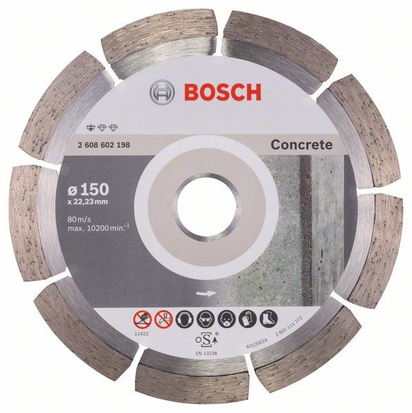 BOSCH DIAMANTTRENNSCHEIBE STANDARD FOR CONCRETE, 150 X 22,23 X 2 X 10 MM, 1ER-PACK