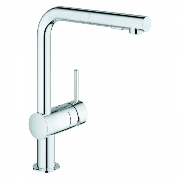 GROHE EH-Spültischbatterie Minta 30274 L-Auslauf auszb. Spülbrause chrom