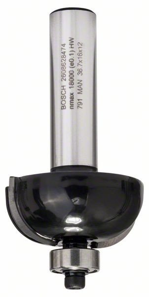 BOSCH HOHLKEHLFRÄSER, 12 MM, R1 12 MM, D 36,7 MM, L 16 MM, G 70 MM