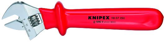 KNIPEX 98 07 250 Rollgabelschlüssel 260 mm verchromt tauchisoliert