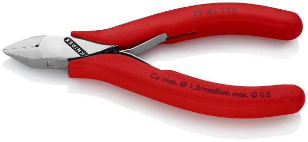 KNIPEX 77 41 115 Elektronik-Seitenschneider 115 mm mit Mehrkomponenten-Hüllen spiegelpoliert