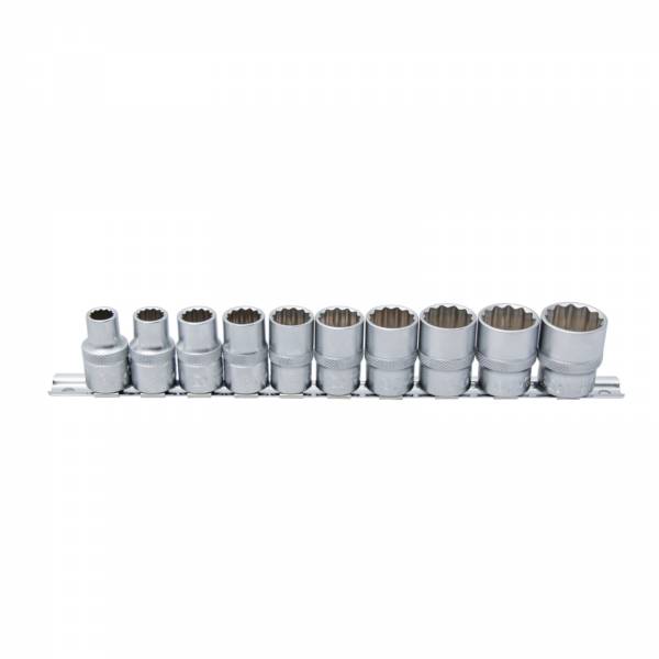 BGS Steckschlüssel-Einsatz-Satz Zwölfkant Antrieb Innenvierkant 12,5mm (1/2") Zollgrößen 10-tlg 9114
