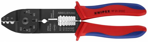 KNIPEX 97 21 215 C Crimpzange 230 mm brüniert mit Mehrkomponenten-Hüllen