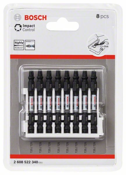 BOSCH DOPPELKLINGENBIT-SET IMPACT CONTROL, T25, 65 MM 2608522340, 8er Pack