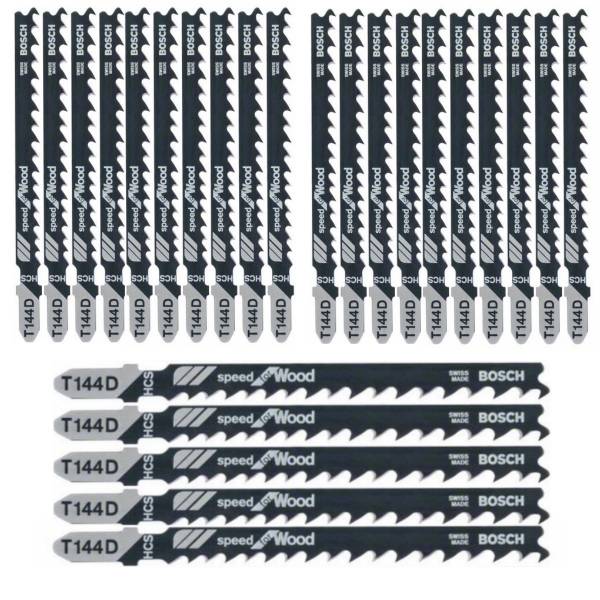 25x Bosch Stichsägeblatt T 144 D, Speed for Wood HCS geschliffen 100 mm